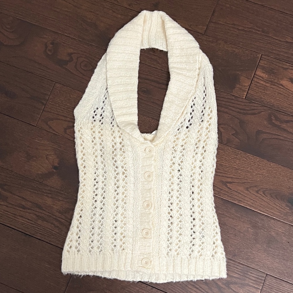 NWT Women’s Guess Knit Wool-Blend Halter Lace Back Top S